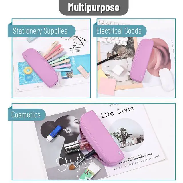 Alt view image 6 of 7 - Silicone Pencil Case, Aesthetic Pencil Bag for Women, Makeup Pouch | Multifunctional Pouch for Stationery, Cosmetics and Electrical Goods Storage