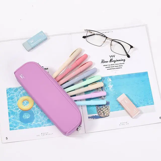 Alt view image 7 of 7 - Silicone Pencil Case, Aesthetic Pencil Bag for Women, Makeup Pouch | Multifunctional Pouch for Stationery, Cosmetics and Electrical Goods Storage