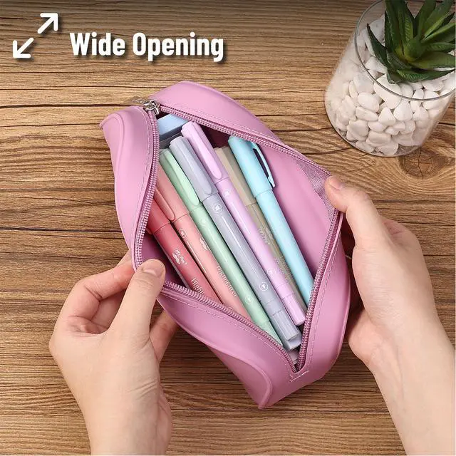 Alt view image 5 of 7 - Silicone Pencil Case, Aesthetic Pencil Bag for Women, Makeup Pouch | Multifunctional Pouch for Stationery, Cosmetics and Electrical Goods Storage