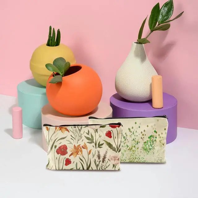 Alt view image 4 of 5 - 2pcs Canvas Zipper Pouch for Pencil,Makeup,Classroom,Office,DIY Craft | Pencil Case,Zipper Pencil Pouch,Classroom Supplies,Office Supplies,Cosmetic Bag,DIY drawing,Canvas Bags,Travel Toiletry Bag