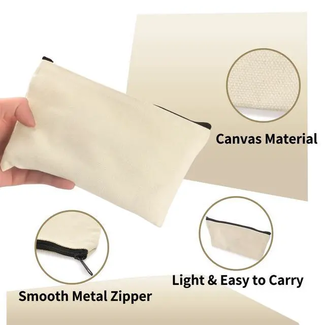 Alt view image 3 of 5 - 2pcs Canvas Zipper Pouch for Pencil,Makeup,Classroom,Office,DIY Craft | Pencil Case,Zipper Pencil Pouch,Classroom Supplies,Office Supplies,Cosmetic Bag,DIY drawing,Canvas Bags,Travel Toiletry Bag