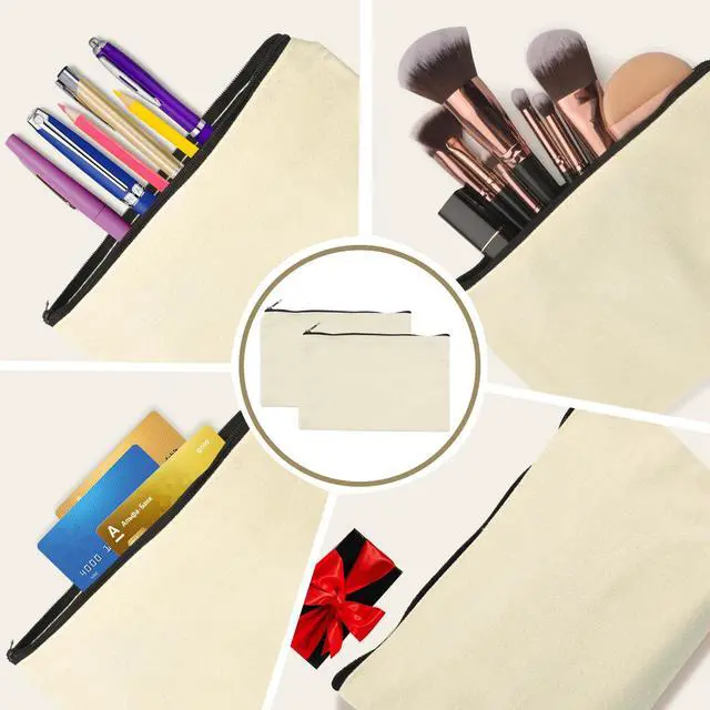 Alt view image 5 of 5 - 2pcs Canvas Zipper Pouch for Pencil,Makeup,Classroom,Office,DIY Craft | Pencil Case,Zipper Pencil Pouch,Classroom Supplies,Office Supplies,Cosmetic Bag,DIY drawing,Canvas Bags,Travel Toiletry Bag