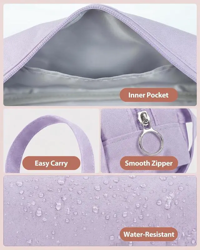 Alt view image 5 of 7 - Pencil Case Pouch Back to School Supplies Gift for Girls Purple | Eco-Friendly Fabric, Water-Resistant, Inner pocket, Carry handle, Stationery Supplies, for School & Office