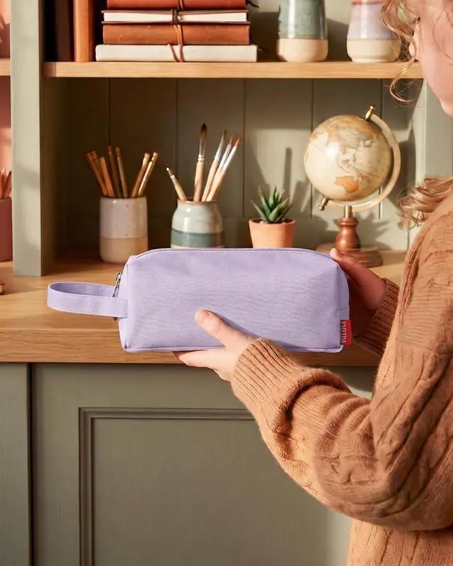 Alt view image 7 of 7 - Pencil Case Pouch Back to School Supplies Gift for Girls Purple | Eco-Friendly Fabric, Water-Resistant, Inner pocket, Carry handle, Stationery Supplies, for School & Office