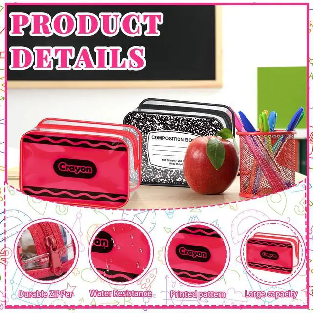 Alt view image 3 of 7 - 6 Pcs Back to School Pencil Case Bulk Notebook Pencil Crayon Composition Clear Makeup Bags with Zipper Waterproof Cosmetic Pouch Portable First Day of School Gifts for Teachers Classroom Supplies