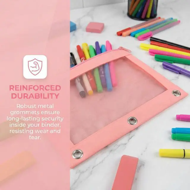 Alt view image 3 of 7 - Pencil Pouch for 3 Ring Binder | Waterproof Canvas, Clear Window