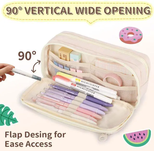 Alt view image 6 of 7 - Large Capacity Pencil Case with Compartments for Girls, Pen Bag for School | Multi-Compartment Pencil Case Massive Storage Capacity Durable Zipper Students College Office Stationery Essentials