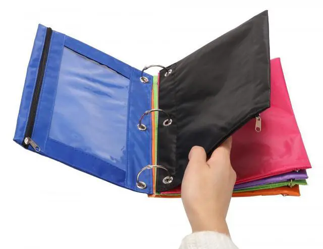 Alt view image 3 of 5 - 3-Ring Pen Pencil Pouch with Clear Window Stationery Bag Binder Case Classroom Organizers Black
