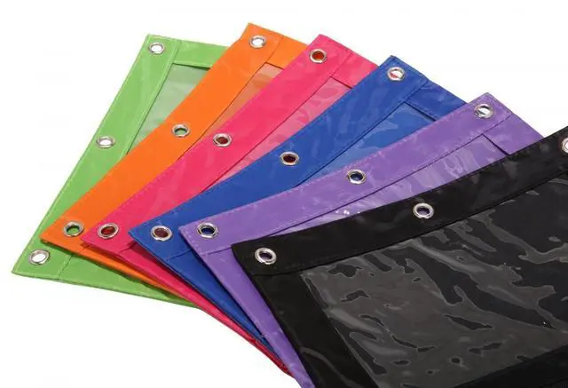 Alt view image 5 of 5 - 3-Ring Pen Pencil Pouch with Clear Window Stationery Bag Binder Case Classroom Organizers Black