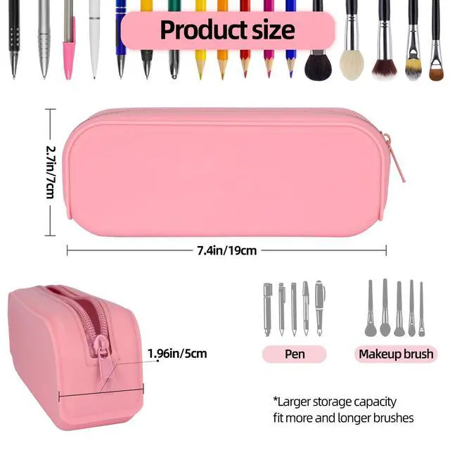 Alt view image 2 of 7 - Silicone Zipper Pencil Bag, Waterproof Pencil Bag, Multifunctional Large-Capacity Storage Bag, Silicone Pencil Pouch Suitable for Pencil Case, Cosmetics