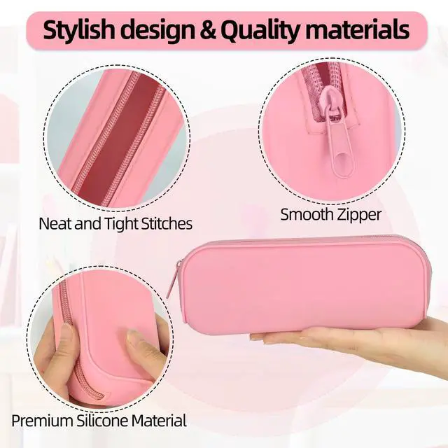 Alt view image 4 of 7 - Silicone Zipper Pencil Bag, Waterproof Pencil Bag, Multifunctional Large-Capacity Storage Bag, Silicone Pencil Pouch Suitable for Pencil Case, Cosmetics