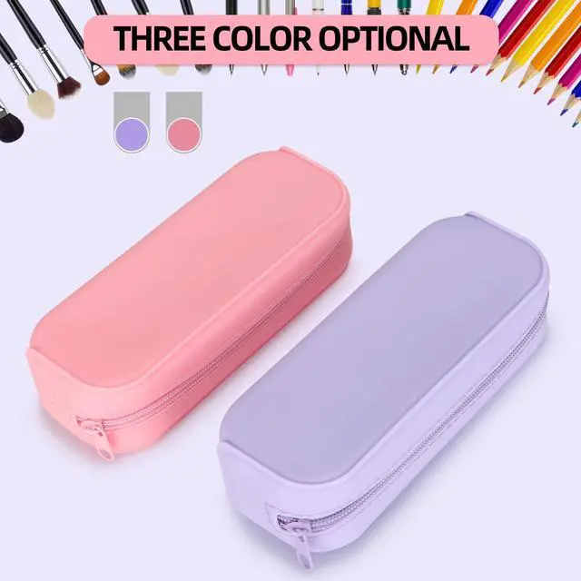 Alt view image 5 of 7 - Silicone Zipper Pencil Bag, Waterproof Pencil Bag, Multifunctional Large-Capacity Storage Bag, Silicone Pencil Pouch Suitable for Pencil Case, Cosmetics