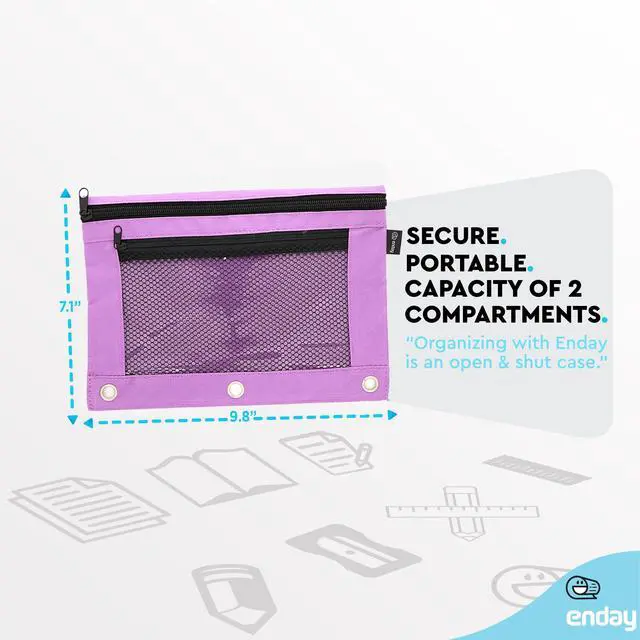 Alt view image 5 of 7 - Purple Pencil Pouch For 3 Ring Binder, Zippered Binder Pencil Pouches, 3 Ring Pencil Pouch for Binder, Pencil Case for Binder, Large Pencil Bags for School, Home, and Office