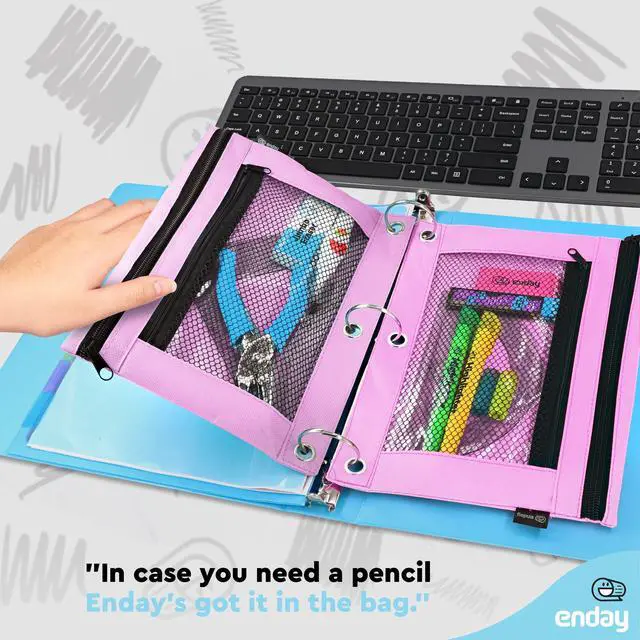 Alt view image 6 of 7 - Purple Pencil Pouch For 3 Ring Binder, Zippered Binder Pencil Pouches, 3 Ring Pencil Pouch for Binder, Pencil Case for Binder, Large Pencil Bags for School, Home, and Office