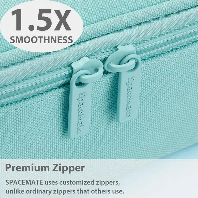 Alt view image 3 of 5 - Large Pencil Case Pouch, Zipper Pencil Box for Kids, Girls & Boys | 1800mL Big Capacity, School Supplies Bag, Pen Organizer, Cute Preppy Aesthetic, Back to College Stationery, Eggshell Blue