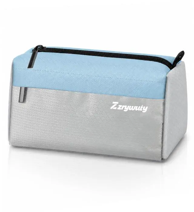 Main image of Blue/Grey 3-Pocket Pencil Pouch, Waterproof Pencil Case | Grey splicing design, wide top opening, premium waterproof fabric, smooth snag-free zippers, multipurpose stationery bag