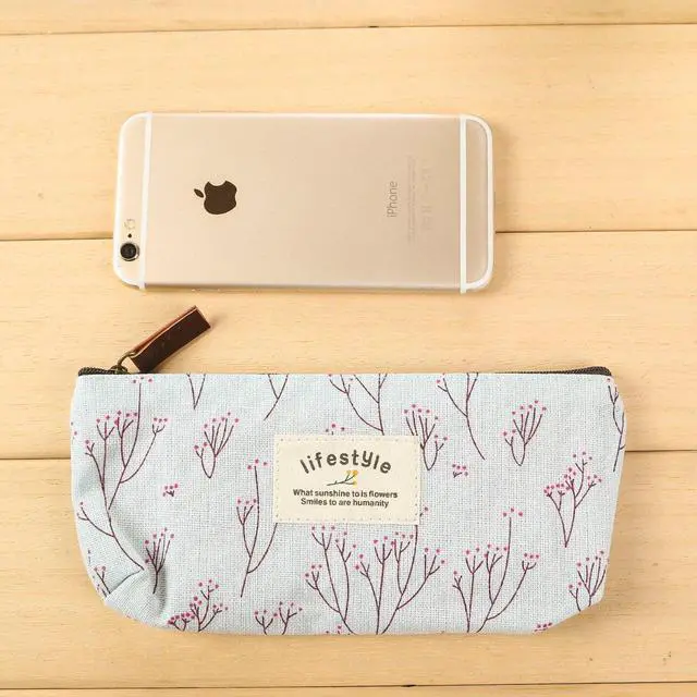 Alt view image 4 of 7 - Pencil Case, Cute Floral Flower Canvas Zipper Pencil Cases Lovely Fabric Flower Tree Pen Bags Supplies 4 Pcs
