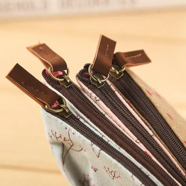 Alt view image 7 of 7 - Pencil Case, Cute Floral Flower Canvas Zipper Pencil Cases Lovely Fabric Flower Tree Pen Bags Supplies 4 Pcs