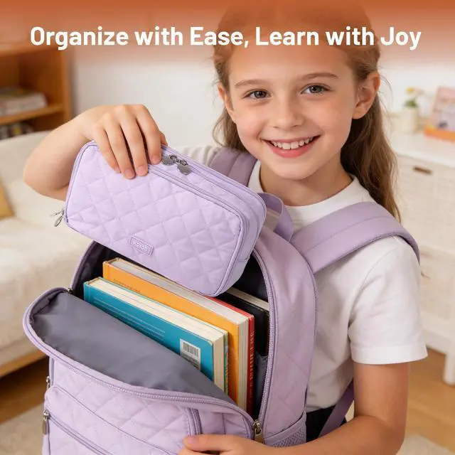 Alt view image 3 of 7 - Cute Pencil Case for Girls kids Soft Quilted Pencil Pouch Bag Organizer | With 3 Compartments,Big Capacity Marker Crayon Storage Bag Large Double Zipper Art Bag For Kids School College Boys Women