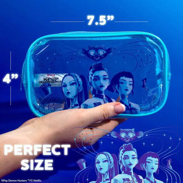 Alt view image 2 of 7 - Kpop Demon Hunters Pencil Pouch Huntr/x Edition, Durable PVC Pouch with Zipper, Spacious & Travel-Friendly, Official K Pop Demon Hunters Merch for K-Pop Fans, Students, Teen
