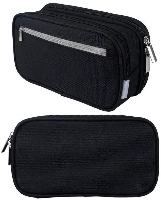Alt view image 2 of 7 - Large Capacity Pencil Case Big Storage Pencil Bag Pouch 3 Multifunctional Compartment Pen Marker Cases Holder Portable Office Stationery Organizer Supplies Makeup Bag, Black