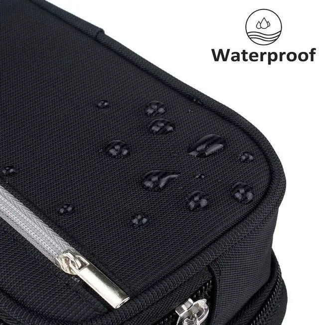 Alt view image 6 of 7 - Large Capacity Pencil Case Big Storage Pencil Bag Pouch 3 Multifunctional Compartment Pen Marker Cases Holder Portable Office Stationery Organizer Supplies Makeup Bag, Black