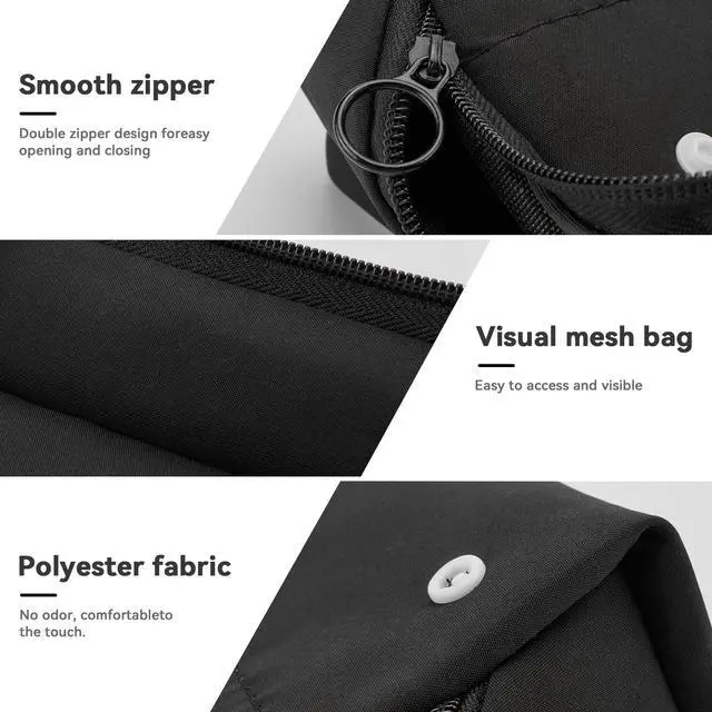 Alt view image 4 of 5 - Pencil Case - Removable Clear Large Capacity Aesthetic Pencil Pouch with Sturdy Zipper, Canvas Stationery Organizer Pen Pouch with Compartments for College, office, Travel(Black)