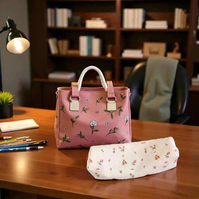 Alt view image 2 of 7 - Pink Women Fresh Style Pencil Bag Flower Floral Canvas Large Pen Pencil Pouch Bag Pencil Case Pen Holder Coin Pouch, Simple Cosmetic Storage Bags Makeup Bag Office, Pen, Pencil and Marker Cases