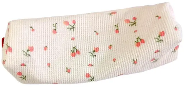Main image of Pink Women Fresh Style Pencil Bag Flower Floral Canvas Large Pen Pencil Pouch Bag Pencil Case Pen Holder Coin Pouch, Simple Cosmetic Storage Bags Makeup Bag Office, Pen, Pencil and Marker Cases