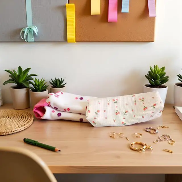 Alt view image 6 of 7 - Pink Women Fresh Style Pencil Bag Flower Floral Canvas Large Pen Pencil Pouch Bag Pencil Case Pen Holder Coin Pouch, Simple Cosmetic Storage Bags Makeup Bag Office, Pen, Pencil and Marker Cases