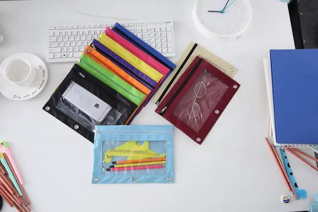 Alt view image 6 of 6 - Pencil Pouch for 3 Ring Binder, Large Pencil Case with Clear Window, Metal Zipper Binder Pencil Pouches Fit Standard Binders, Durable Organizer for Office School Supplies Black 5 Pack