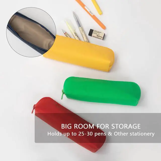 Alt view image 5 of 7 - Pencil Case Small Pencil Pouch Slim (Light Gray, Oxford)