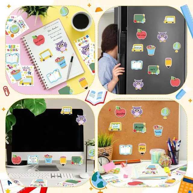 Alt view image 5 of 7 - 24 Pack Back to School Sticky Notes Pads Self-Adhesive Memo Pads | 720 Sheets Pencil Book Blackboard Shaped Sticky Note Pads, Funny Cartoon Page Marker, Classroom Rewards Office Home Supplies