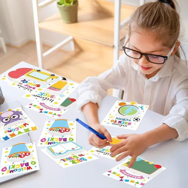 Alt view image 6 of 7 - 24 Pack Back to School Sticky Notes Pads Self-Adhesive Memo Pads | 720 Sheets Pencil Book Blackboard Shaped Sticky Note Pads, Funny Cartoon Page Marker, Classroom Rewards Office Home Supplies