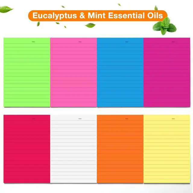 Alt view image 3 of 7 - 8 Pack Large Sticky Note 4x6 in Lined Sticky Notes | Strong Adhesive Sticky Notes, 240 Sheets Bright Color Memo Pads, Removable Self-Stick Notes for Kids, Teachers, Office & Home