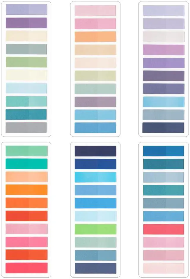 Main image of Sticky Tabs 1200 Pcs, Pastel, Transparent Adhesive PET, 60 Colors | Book Tabs, Annotation Labels, PET Page Tabs, Small Markers for Notebooks, for School, College, Office Use