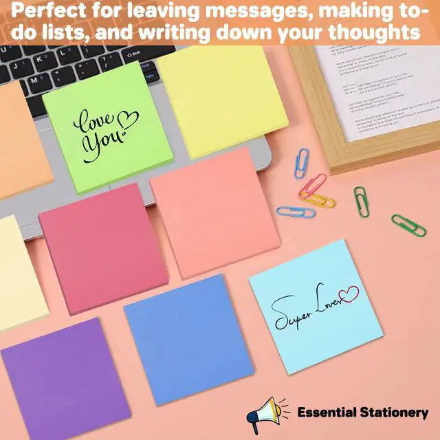 Alt view image 7 of 7 - (9 Pack) Sticky Notes 3x3 Inches Colorful Sticky NotesSuper Sticking Power Bright Colors Self-Stick PadsEasy to Post for School Supplies and Office Products56 Sheets/Pad,504Sheets