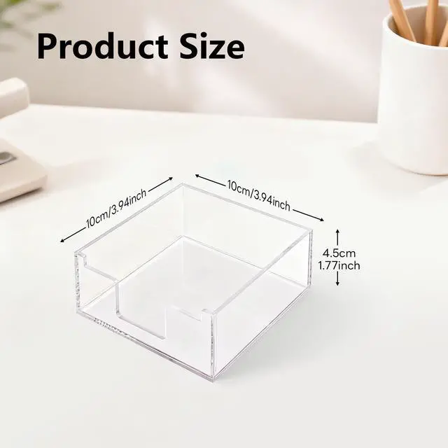 Alt view image 2 of 7 - Acrylic Sticky Note Holder for 3 x 3 Notes, Crystal Clear | 4 x 4 Inch Compact Desk Tray Organizer for Office, School, Classroom, Dorm & Home