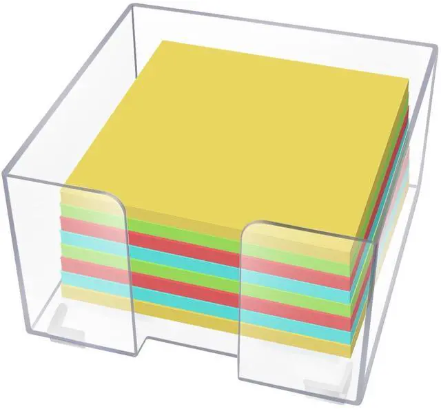 Main image of Acrylic Sticky Note Holder, Clear Acrylic Notepad Holder | for 3" x 3" Sticky Note Storage, with 200 Sheets Self-Stick Sticky Notes, for Office and Classroom Desk Organization