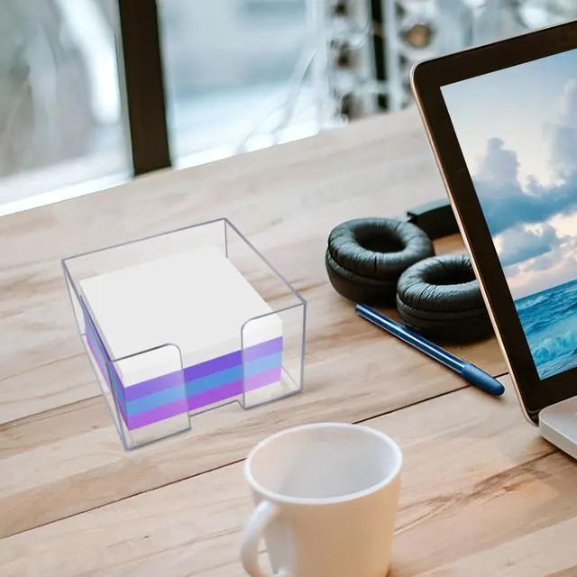 Alt view image 7 of 7 - Acrylic Sticky Note Holder, Clear Acrylic Notepad Holder | for 3" x 3" Sticky Note Storage, with 200 Sheets Self-Stick Sticky Notes, for Office and Classroom Desk Organization