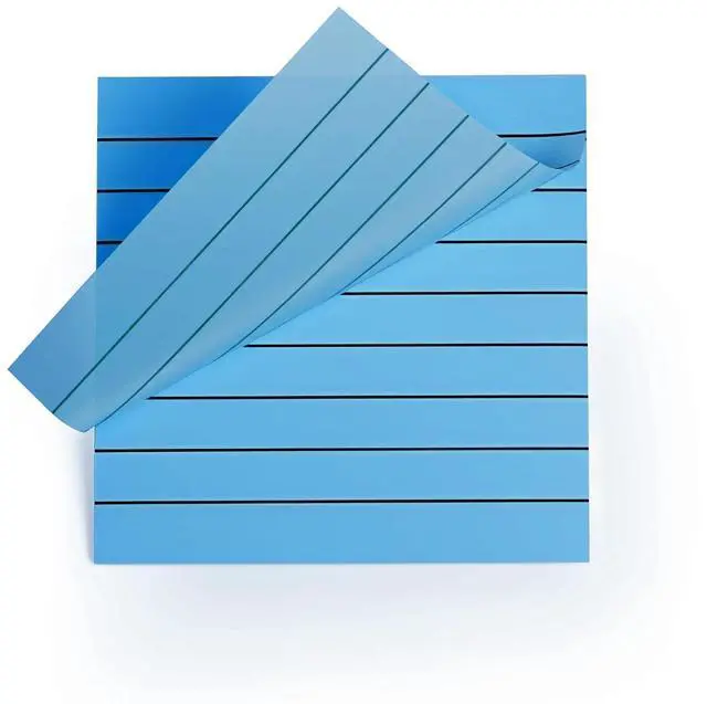 Main image of Clear Transparent Lined Sticky Notes 3x3 Inches, 2 Pads | 100 Sheets, Self-Stick, See Through, Easy to Post, Reusable, Waterproof, Dark Blue, For Study & Office