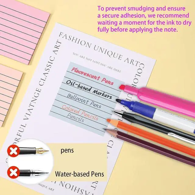 Alt view image 2 of 6 - Clear Transparent Lined Sticky Notes 3x3 Inches, 2 Pads | 100 Sheets, Self-Stick, See Through, Easy to Post, Reusable, Waterproof, Dark Blue, For Study & Office