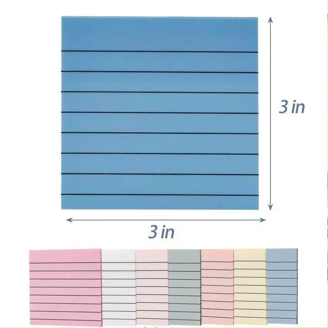 Alt view image 6 of 6 - Clear Transparent Lined Sticky Notes 3x3 Inches, 2 Pads | 100 Sheets, Self-Stick, See Through, Easy to Post, Reusable, Waterproof, Dark Blue, For Study & Office