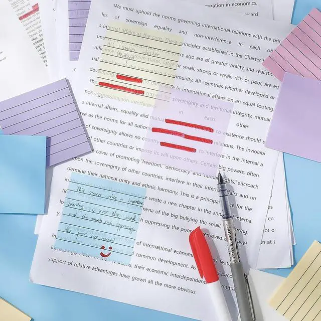 Alt view image 5 of 6 - Clear Transparent Lined Sticky Notes 3x3 Inches, 2 Pads | 100 Sheets, Self-Stick, See Through, Easy to Post, Reusable, Waterproof, Dark Blue, For Study & Office