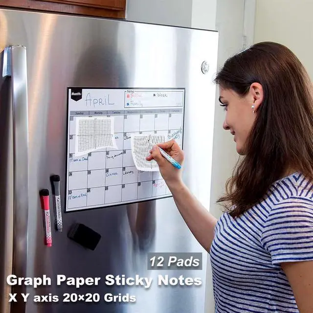 Alt view image 4 of 7 - 12 Pads Graph Paper Sticky Notes,300 Sheets | Lined Mini graphing Sticky Notes 3x3 inch, Super Adhesive Math Chart Paper 20×20 Grids