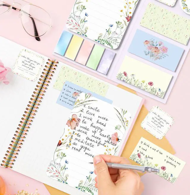 Alt view image 5 of 6 - Wildflower Sticky Notes Set Cute Floral Self Stick Writing Memo Pads Aesthetic Summer Flower Notepads for Students Back to School Classroom Office Teacher Appreciation Gift Stationery Supplies