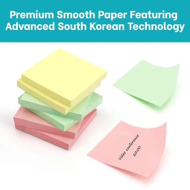 Alt view image 5 of 7 - 600 Sheets Self-Adhesive Pastel Sticky Notes 3x3 Inch, 6 Pads (100 Sheets Each), Premium Smooth Notes Pad, Easy to Stick, Remove & Reposition, Ideal for Office, School, and Home Use (3610)
