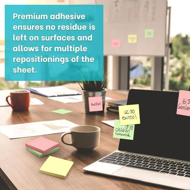 Alt view image 6 of 7 - 600 Sheets Self-Adhesive Pastel Sticky Notes 3x3 Inch, 6 Pads (100 Sheets Each), Premium Smooth Notes Pad, Easy to Stick, Remove & Reposition, Ideal for Office, School, and Home Use (3610)