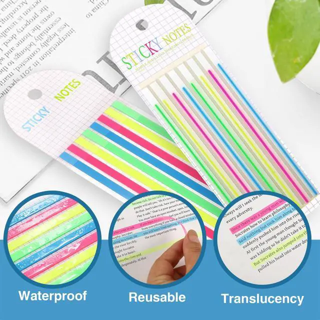 Alt view image 3 of 7 - 640 Pcs Highlighter Book Tape Long Highlighting Sticky Tabs for Annotating Books, Transparent Self-Adhesive Index Tabs, Writable & Repositionable Sticky Notes