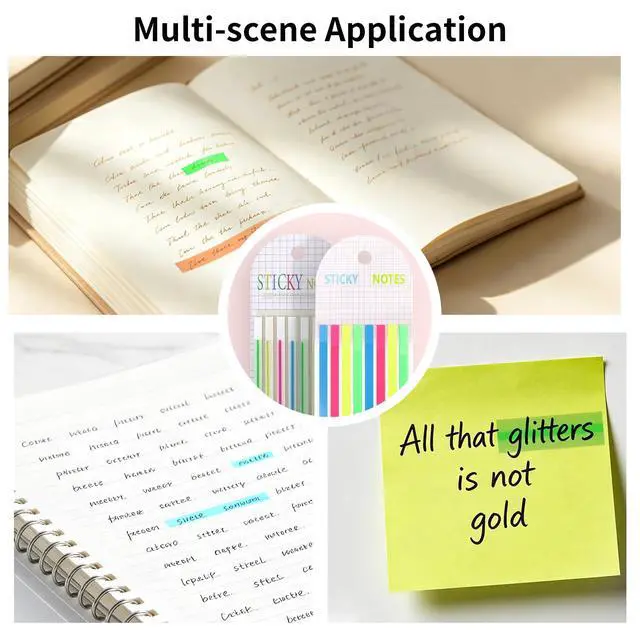 Alt view image 4 of 7 - 640 Pcs Highlighter Book Tape Long Highlighting Sticky Tabs for Annotating Books, Transparent Self-Adhesive Index Tabs, Writable & Repositionable Sticky Notes